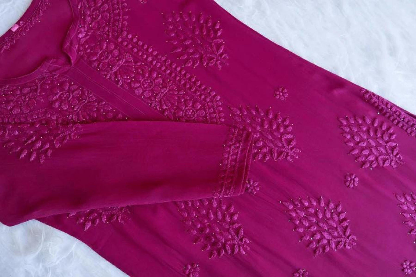 Hoor Viscose Mukesh Work Kurti, Handmade Embroidered Indian Tunic, Women's Ethnic Designer Top, Traditional Festive Party Apparel