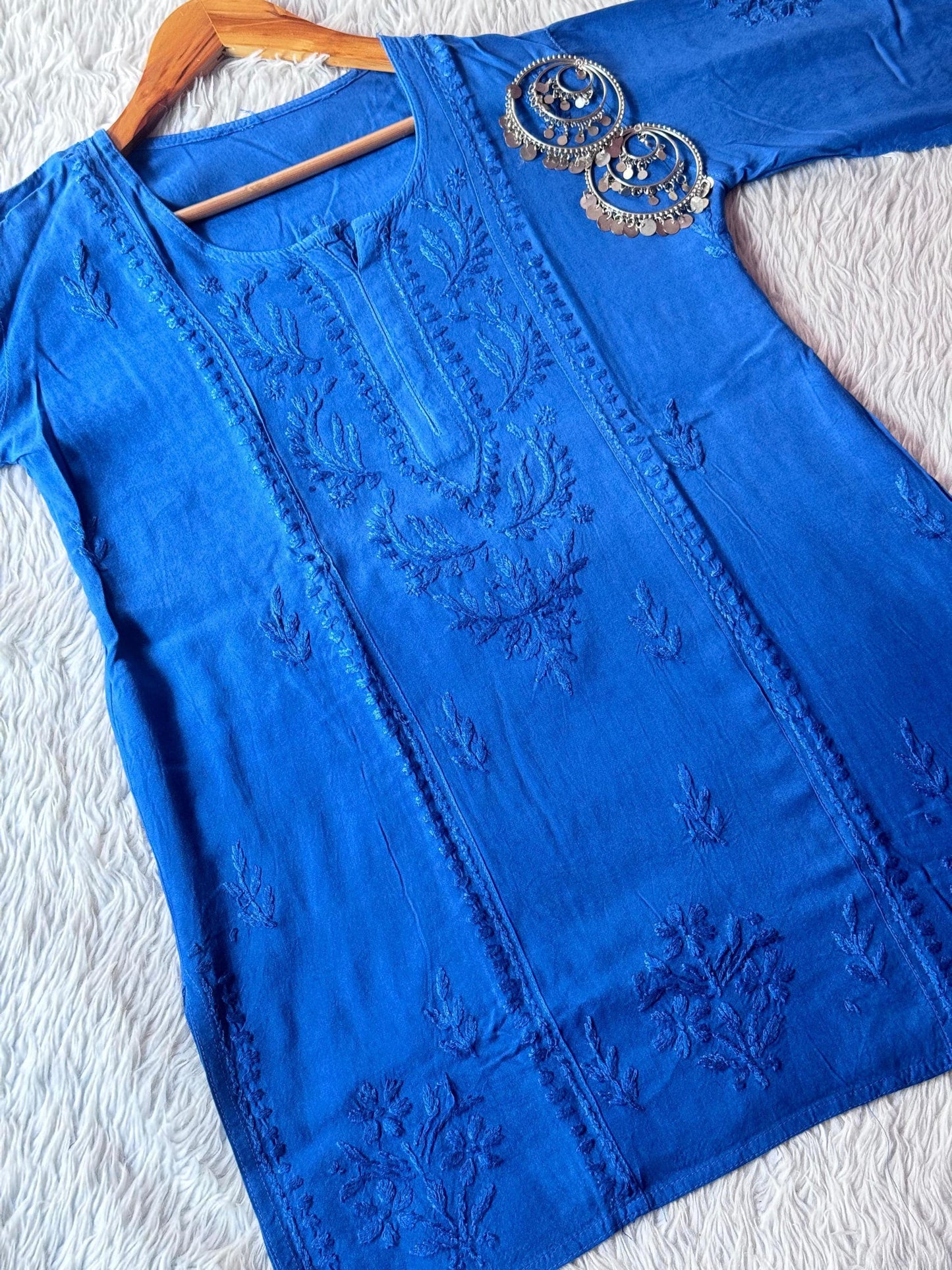 Premium Dyeable Rayon Chikankari Short Kurti Set, Handmade Lucknowi Embroidery Plazo Outfit, Plus Size Kurta Tunic Top, Summer Ethnic Wear