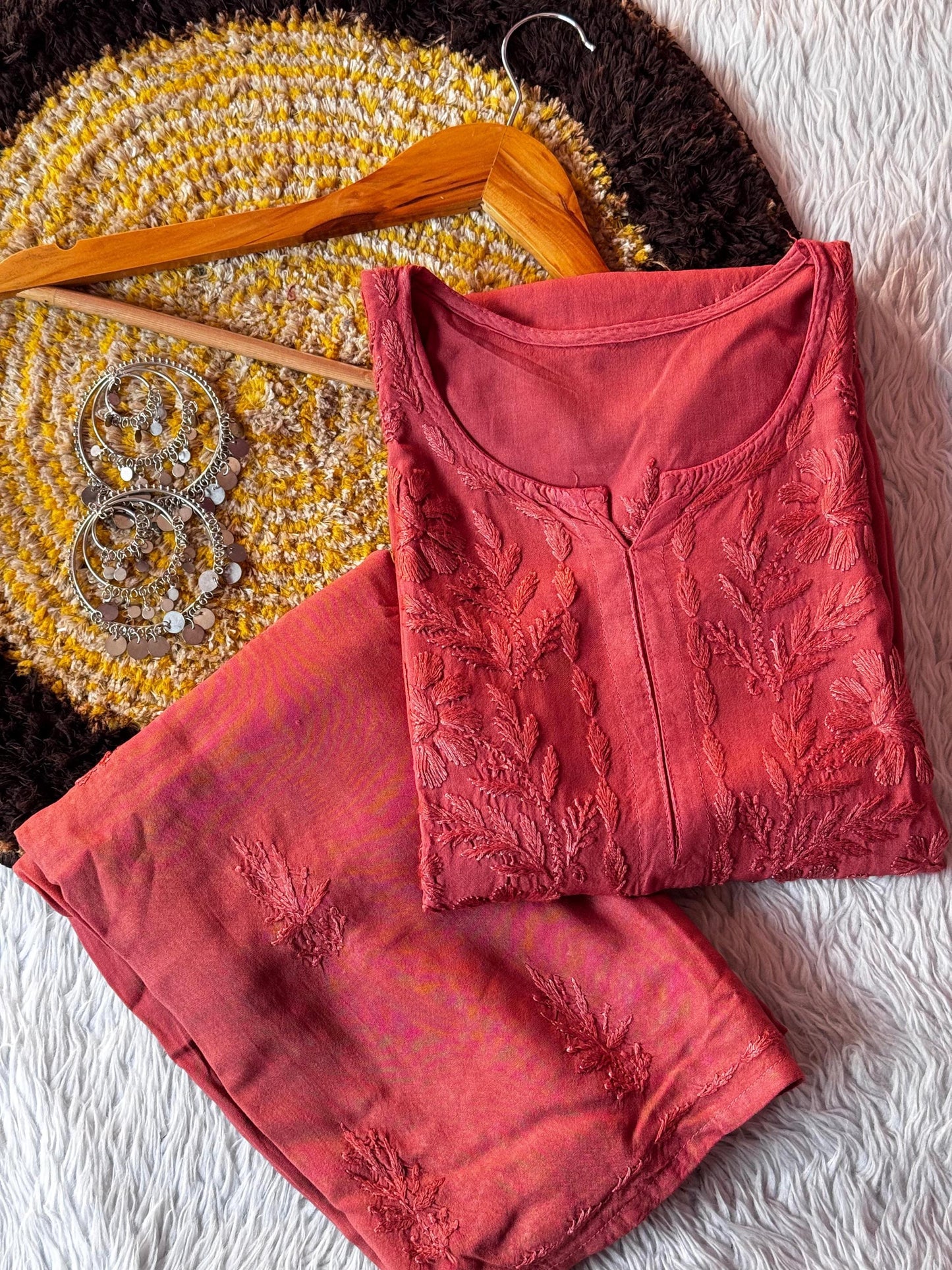 Soft Rayon Kurti Plazo Set: Plus Size Chikankari Ethnic Dress, Breathable Festive Office Wear S-3XL