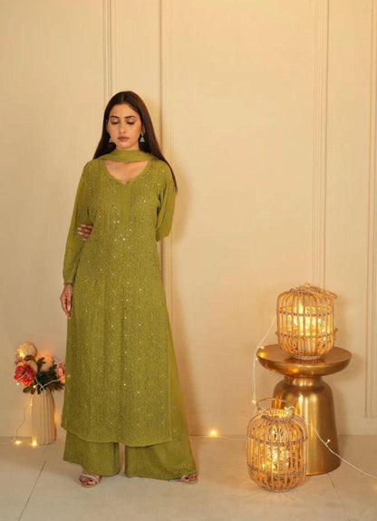 Royal Resham Mukesh Lucknowi Chikankari Kurti, Handmade Embroidered Indian Tunic, Ethnic Women's Chikan Garment, Traditional Festive Dress