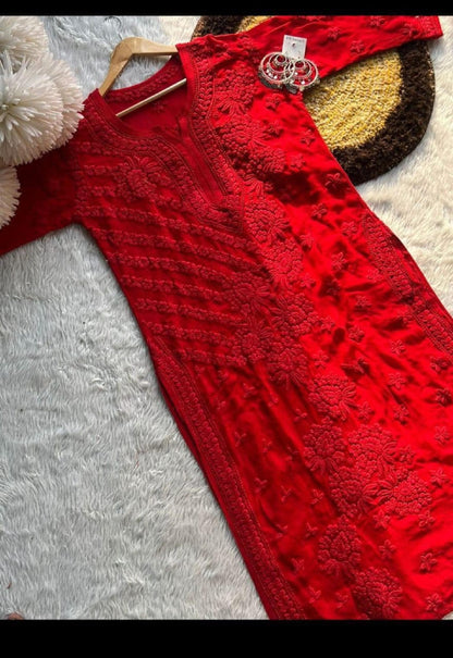 Luxe Viscose, Chafi 3D Work, Handcrafted, Lucknowi, For Women, Festive, and Daily Wear