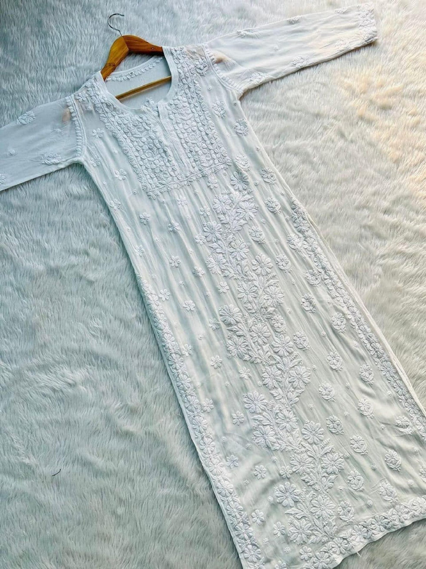 Luxe Viscose, Chafi 3D Work, Handcrafted, Lucknowi, For Women, Festive, and Daily Wear