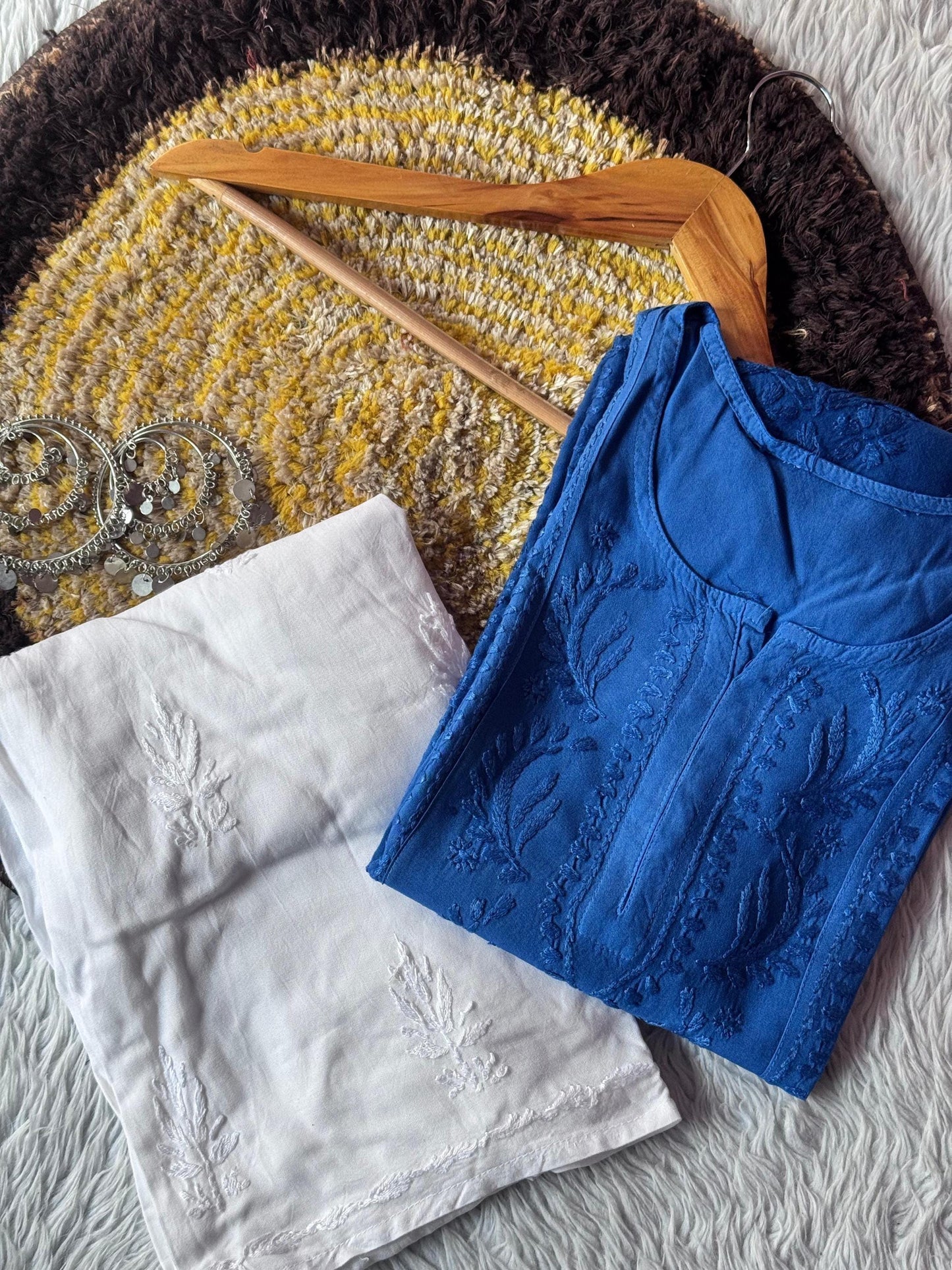 Premium Dyeable Rayon Chikankari Short Kurti Set, Handmade Lucknowi Embroidery Plazo Outfit, Plus Size Kurta Tunic Top, Summer Ethnic Wear