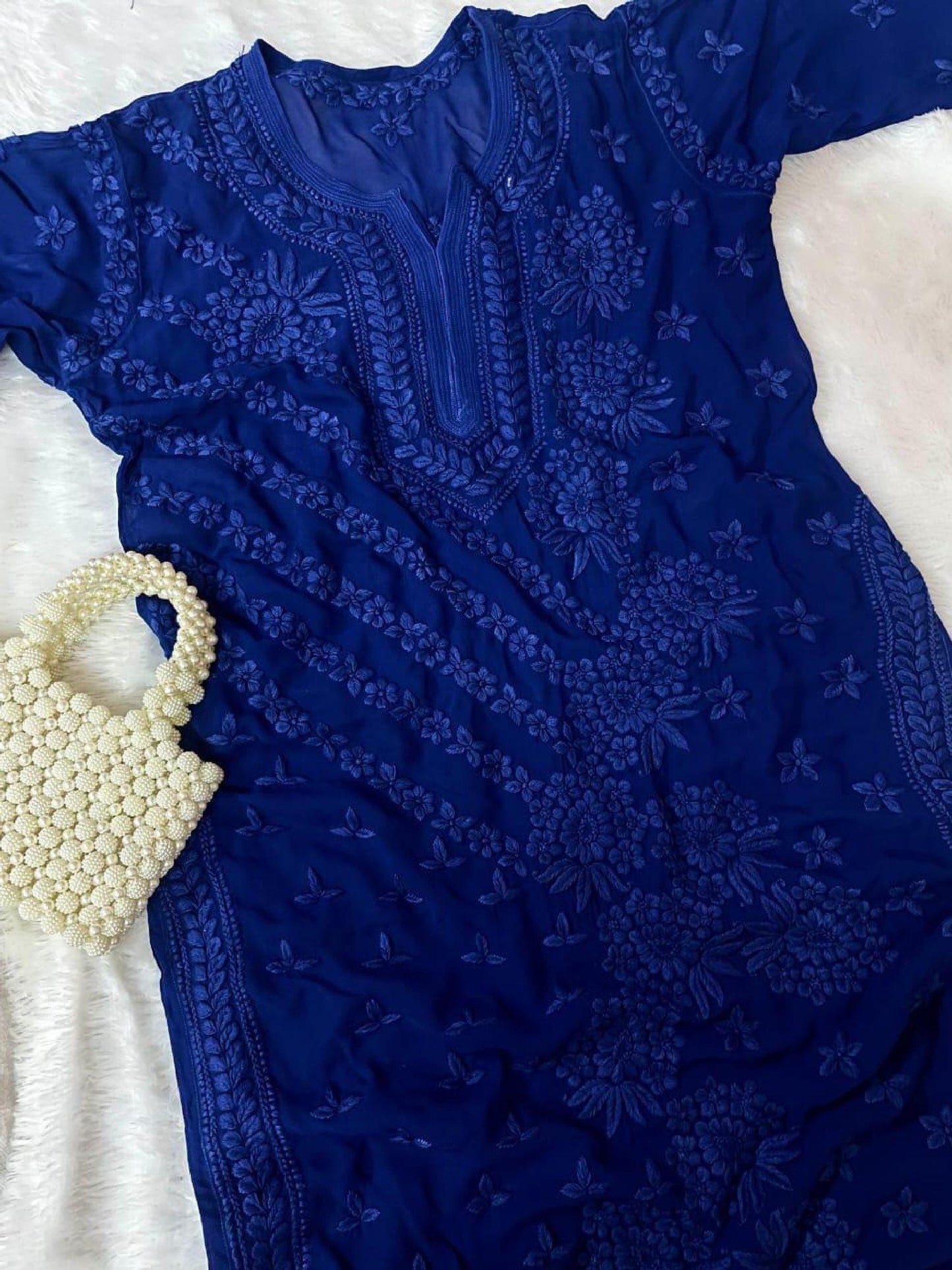 Luxe Viscose, Chafi 3D Work, Handcrafted, Lucknowi, For Women, Festive, and Daily Wear