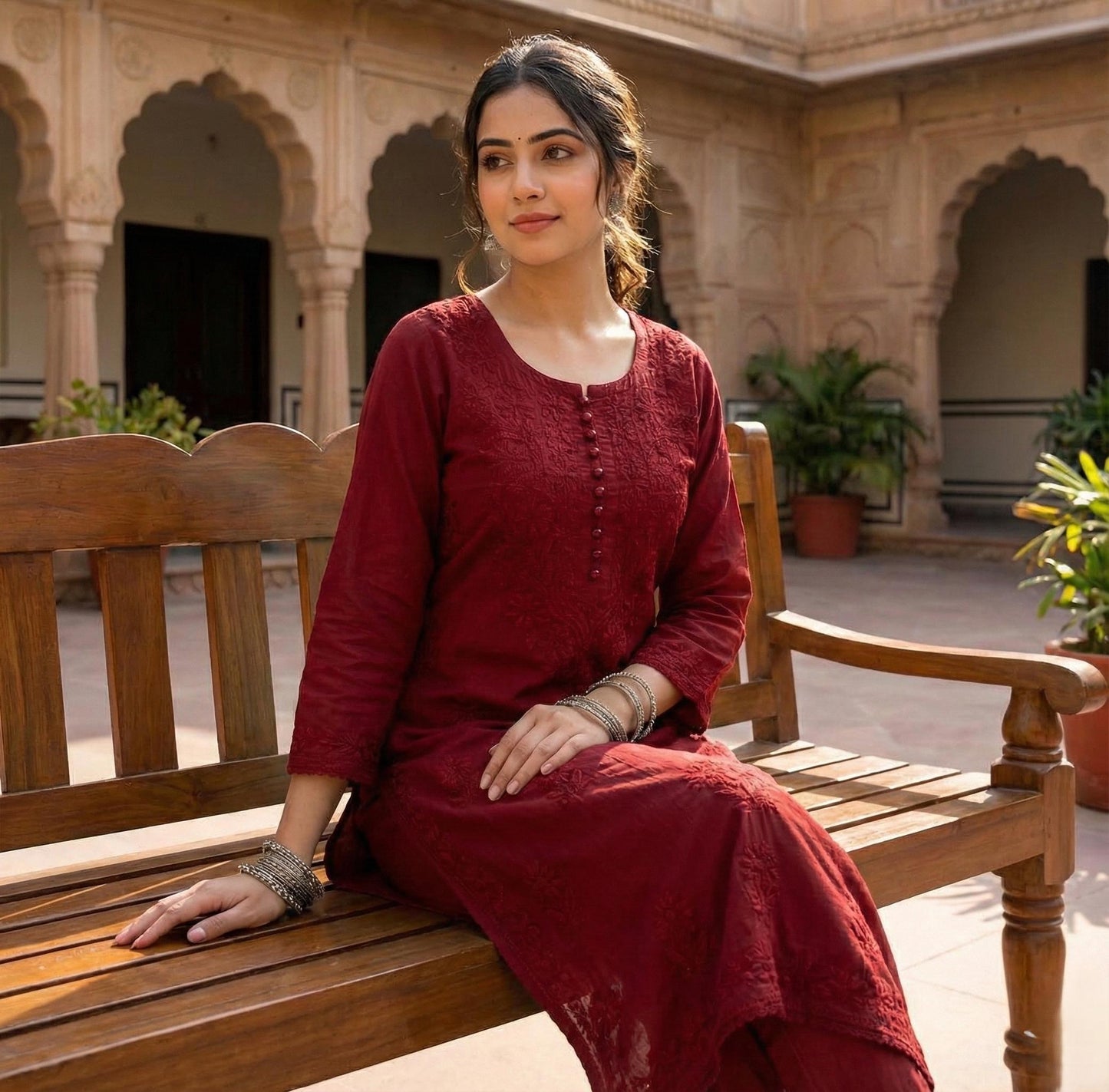 Chikankari Kurta Set Hand-Embroidered Dobby Cotton Indian Wear S-XL Heritage Art Traditional Outfit