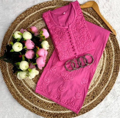 Chikankari Kurta Set Hand-Embroidered Dobby Cotton Indian Wear S-XL Heritage Art Traditional Outfit