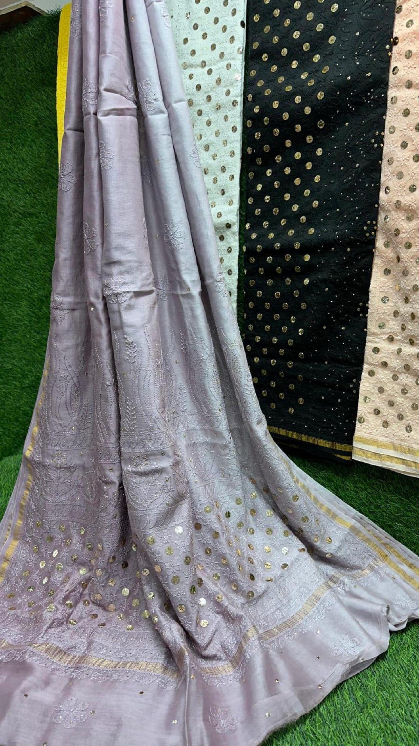 Chikan Chanderi Silk Saree: Dyeable Mukesh Handcrafted Bridal Wedding Ethnic Drape, Luxurious Artistry