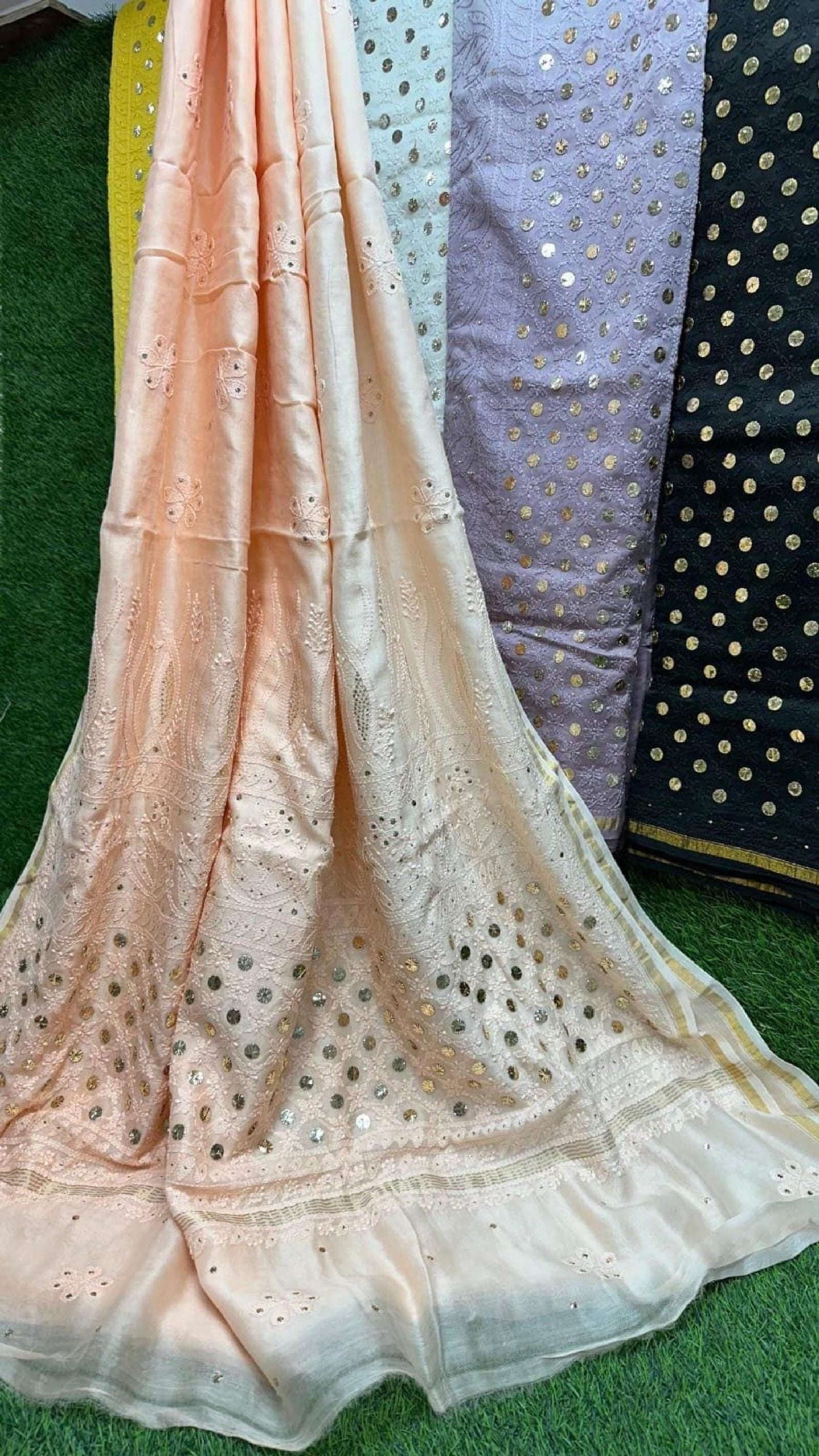 Chikan Chanderi Silk Saree: Dyeable Mukesh Handcrafted Bridal Wedding Ethnic Drape, Luxurious Artistry