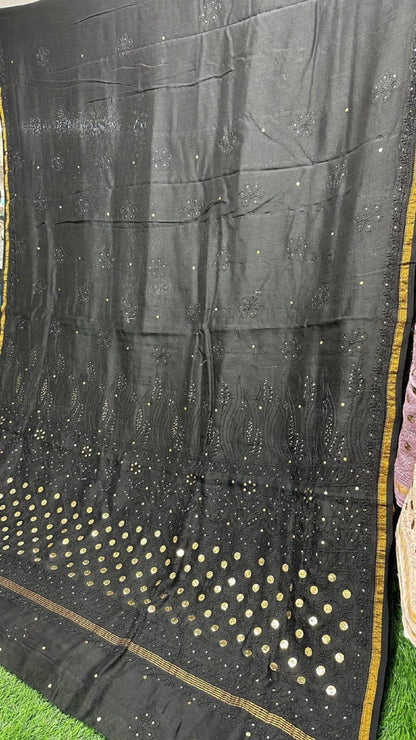 Chikan Chanderi Silk Saree: Dyeable Mukesh Handcrafted Bridal Wedding Ethnic Drape, Luxurious Artistry