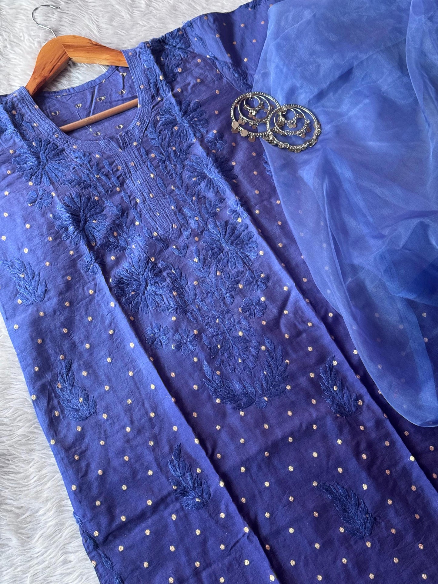 Premium Bindi Chanderi Kurti Plazo Set with Organza Dupatta | Designer Ethnic Wear for Women | Festive Party Outfit