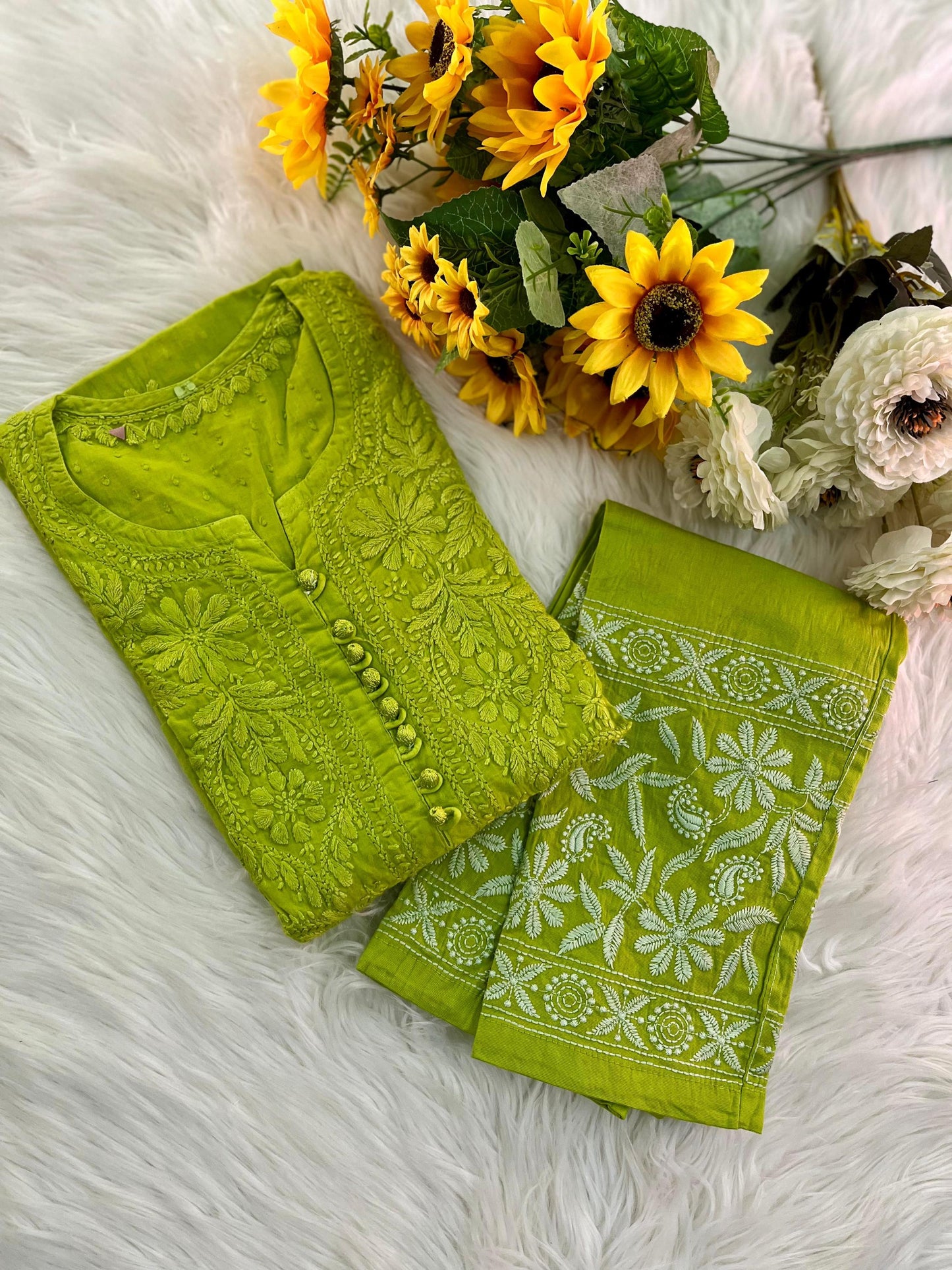 Handcrafted Dobby Cotton, Kurti Pant Set, Soft Plus Size, Indian Salwar Kameez, Festive Lucknowi, Cotton Tunic Suit