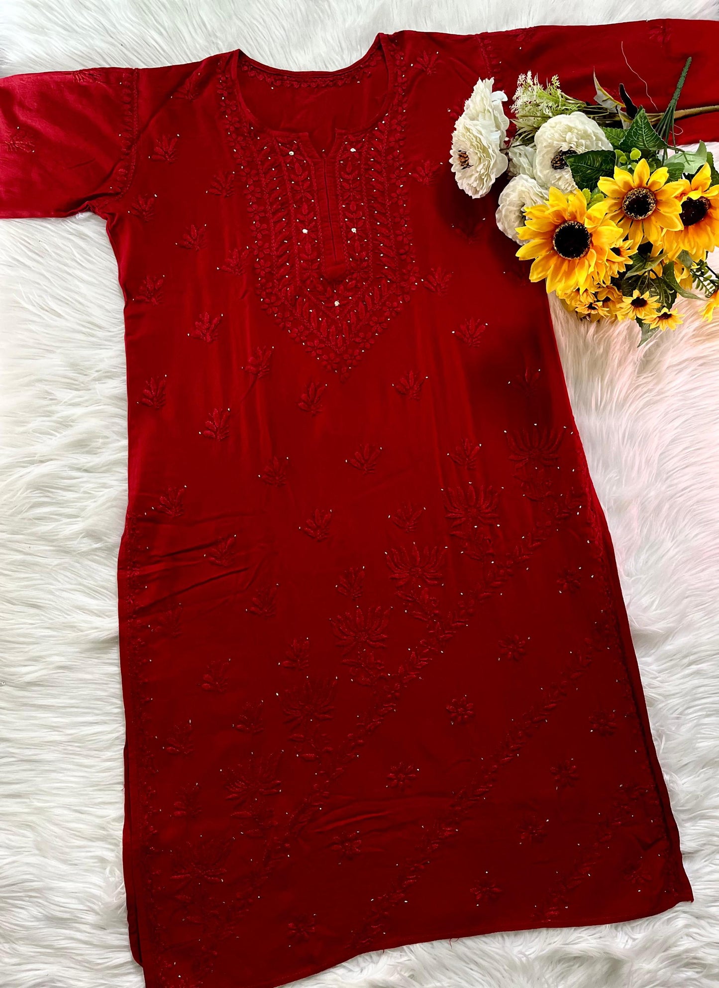 Authentic Chikankari Mukaish Rayon Palazzo Set, Women's 3pc Kurta Suit, Soft Flowy Elegant Ready to Wear, Traditional Indian Plazo Set