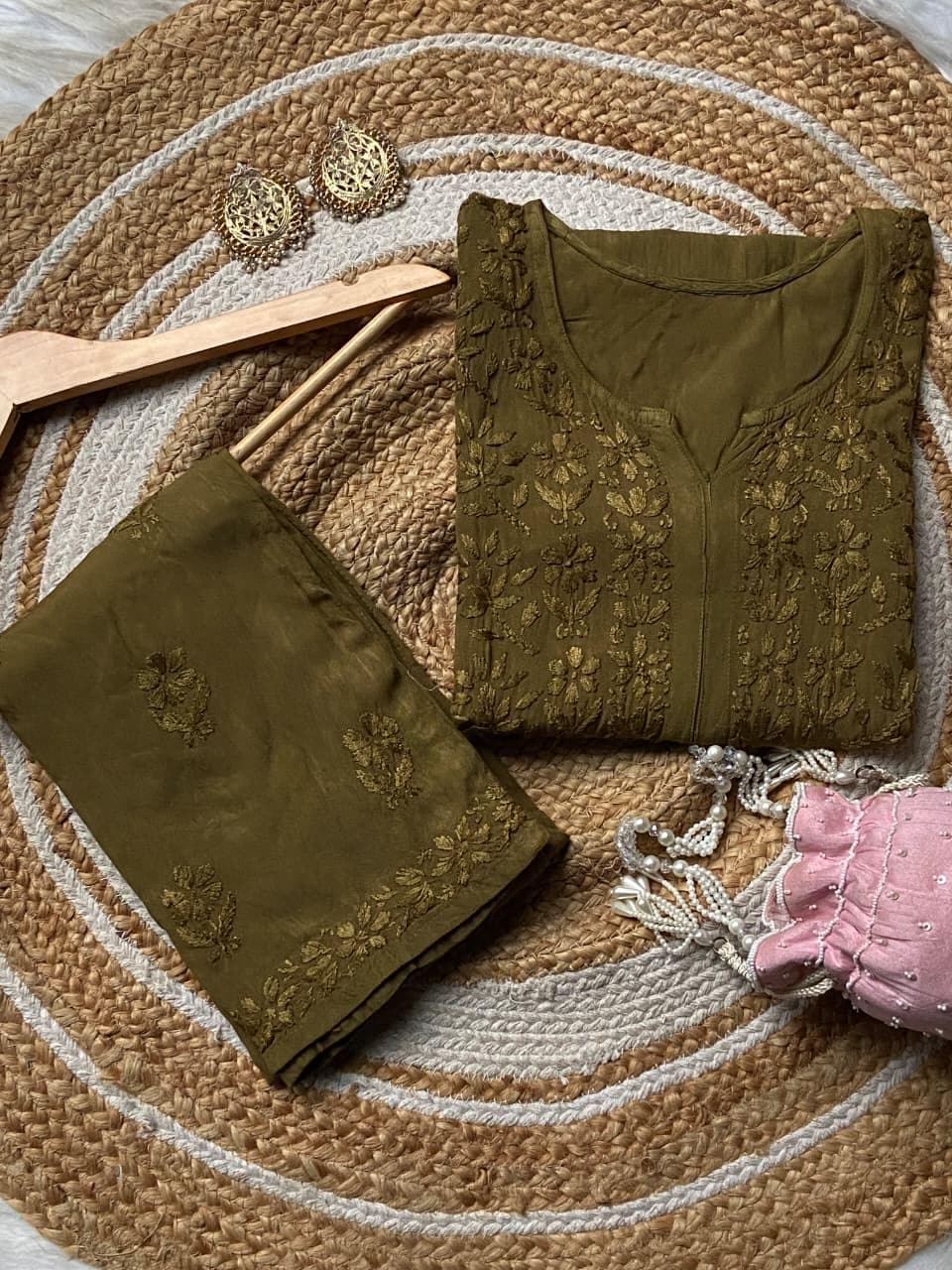 Heavy Daman Work Rayon Set | Hand Embroidered Palazzo Kurti | Soft Fabric | Indian Ethnic Wear | Artisan Crafted