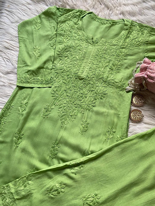 Heavy Daman Work Rayon Set | Hand Embroidered Palazzo Kurti | Soft Fabric | Indian Ethnic Wear | Artisan Crafted