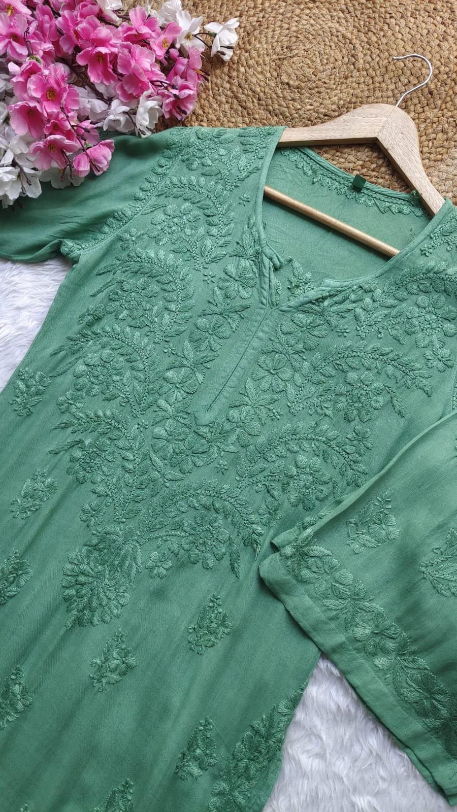 Rayon Dyed Suit Set | Handcrafted Kurti Palazzo Set | Soft Breathable Ethnic Wear | Indian Traditional Dress | Artisan Made