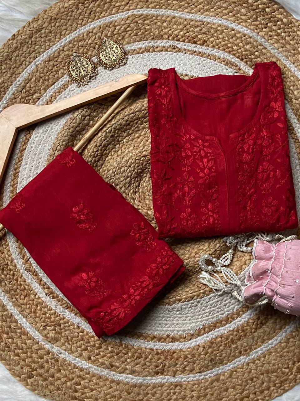 Heavy Daman Work Rayon Set | Hand Embroidered Palazzo Kurti | Soft Fabric | Indian Ethnic Wear | Artisan Crafted