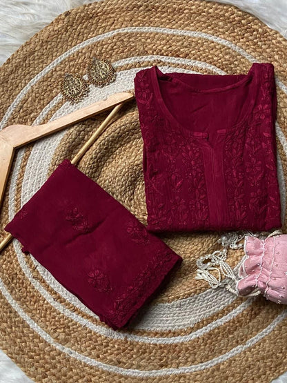 Heavy Daman Work Rayon Set | Hand Embroidered Palazzo Kurti | Soft Fabric | Indian Ethnic Wear | Artisan Crafted