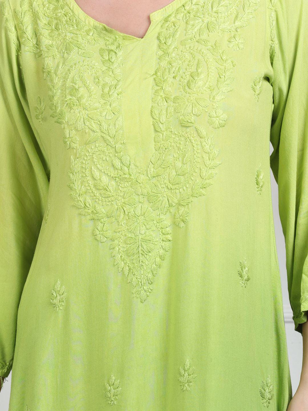 Chikankari Kurti Set for Women | Ombre Dyed Rayon Salwar Suit from India | Lucknow Embroidery Ethnic Dress