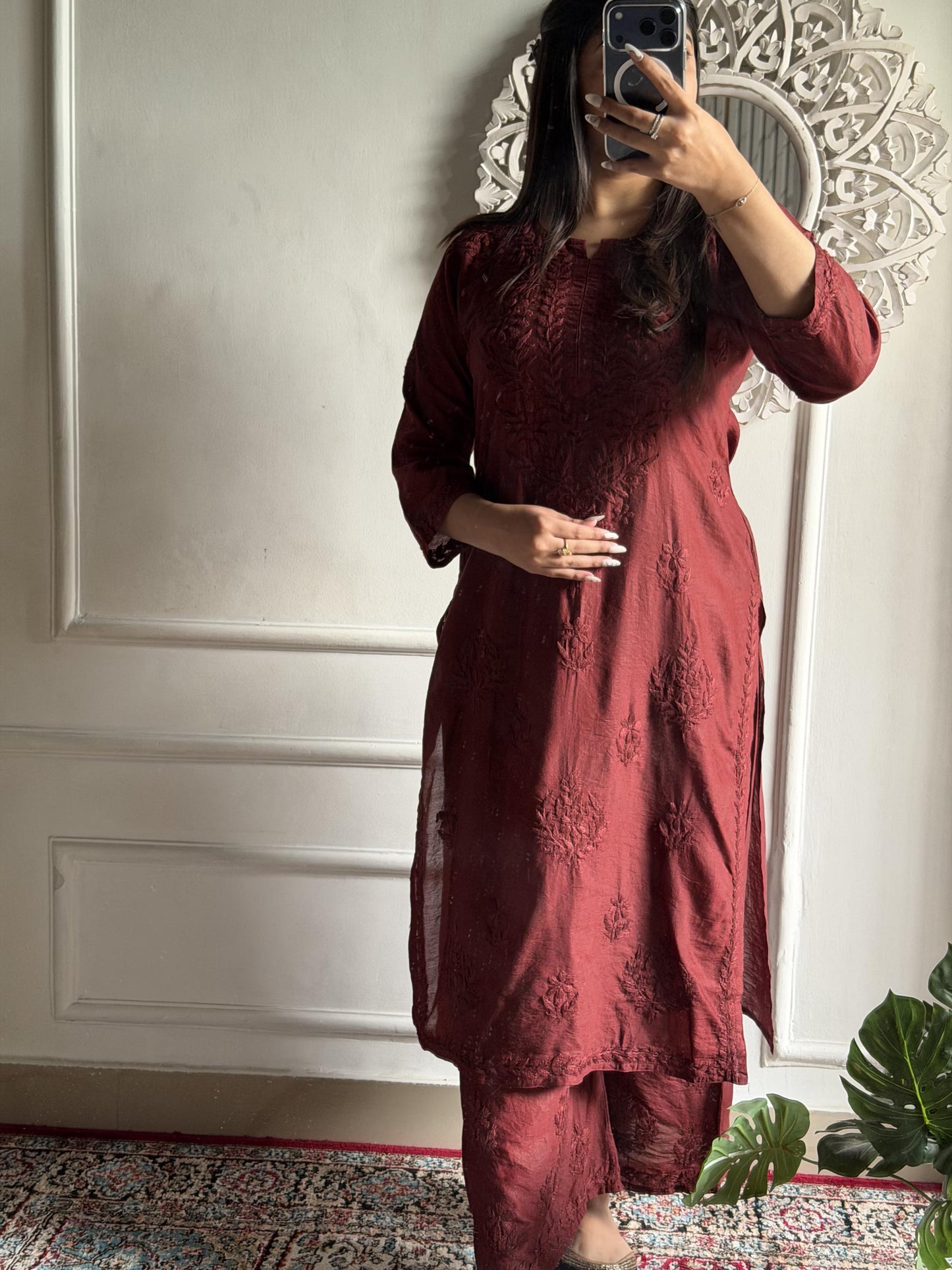 Indian Chanderi Silk Kurti Palazzo Set | Rayon Suit Set from India | Traditional Indian Dress for Women | Ethnic Wear | Desi Clothing