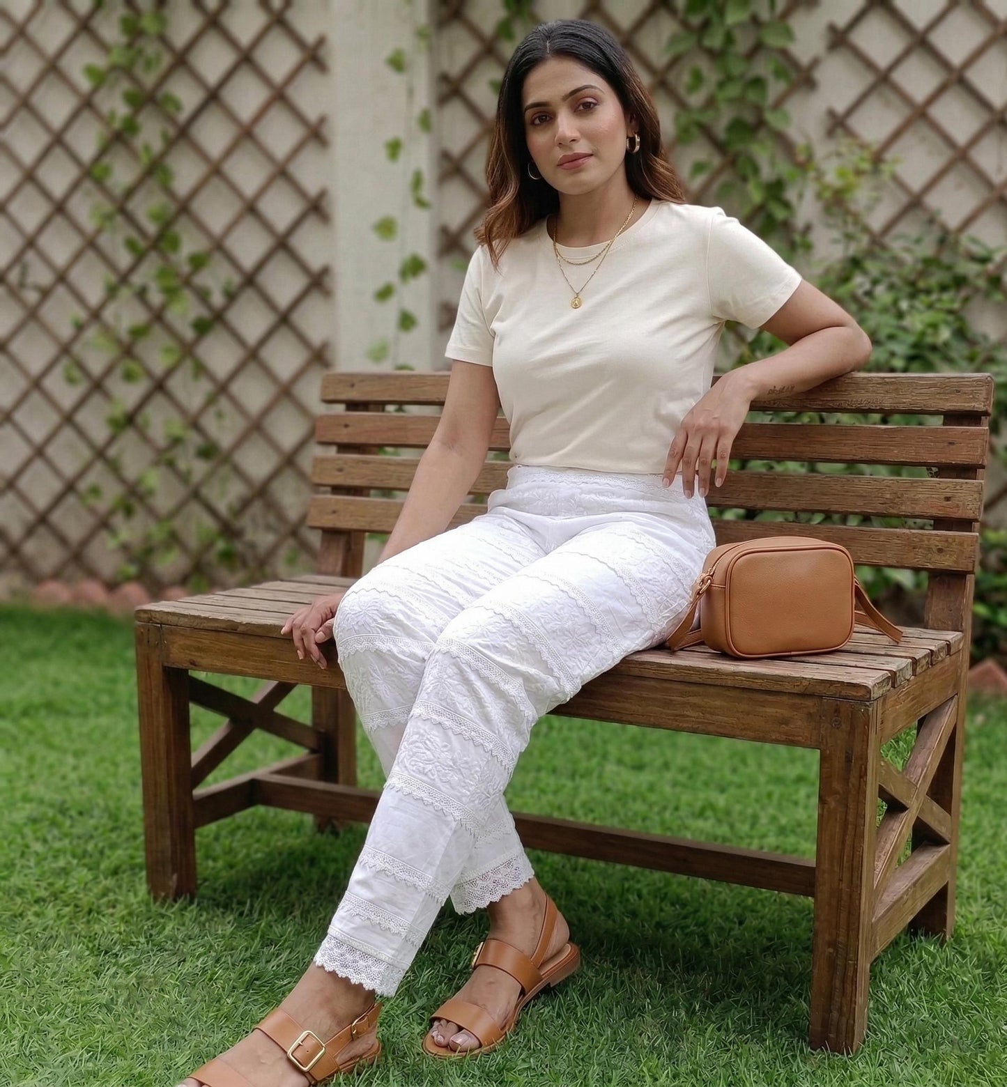 Chikankari Lycra Pant | Stretchable Free Size Indian Trousers | Fusion Wear Leggings | Ethnic Western Bottoms | Western look bottom | USA UK
