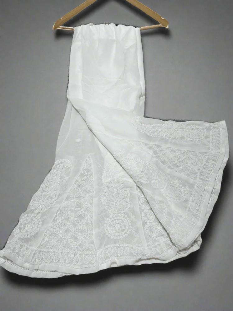 Indian Chikankari Sharara Pants | Hand Embroidered Lucknow Work from India | Traditional Flared Pants for Women | Desi Ethnic Bottom Wear