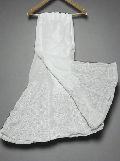 Indian Chikankari Sharara Pants | Hand Embroidered Lucknow Work from India | Traditional Flared Pants for Women | Desi Ethnic Bottom Wear