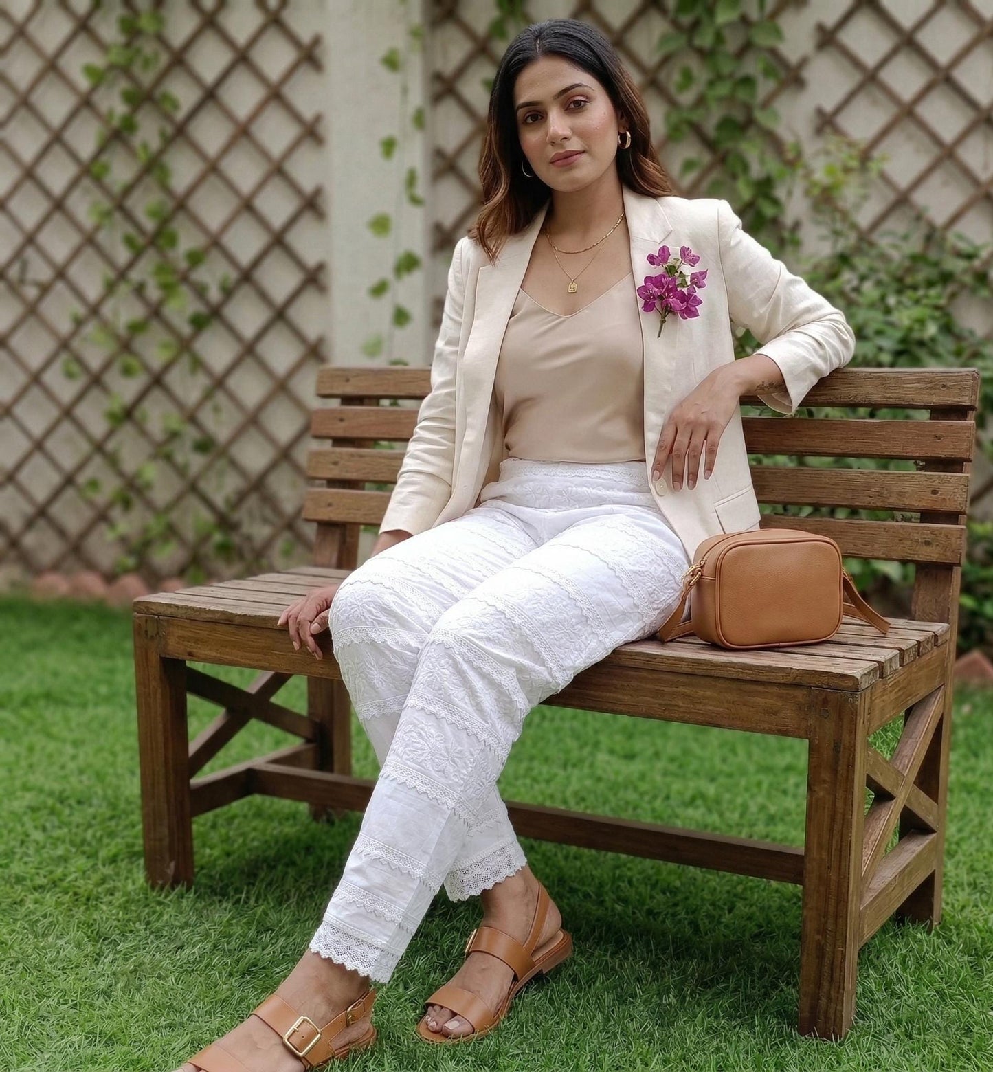 Chikankari Lycra Pant | Stretchable Free Size Indian Trousers | Fusion Wear Leggings | Ethnic Western Bottoms | Western look bottom | USA UK