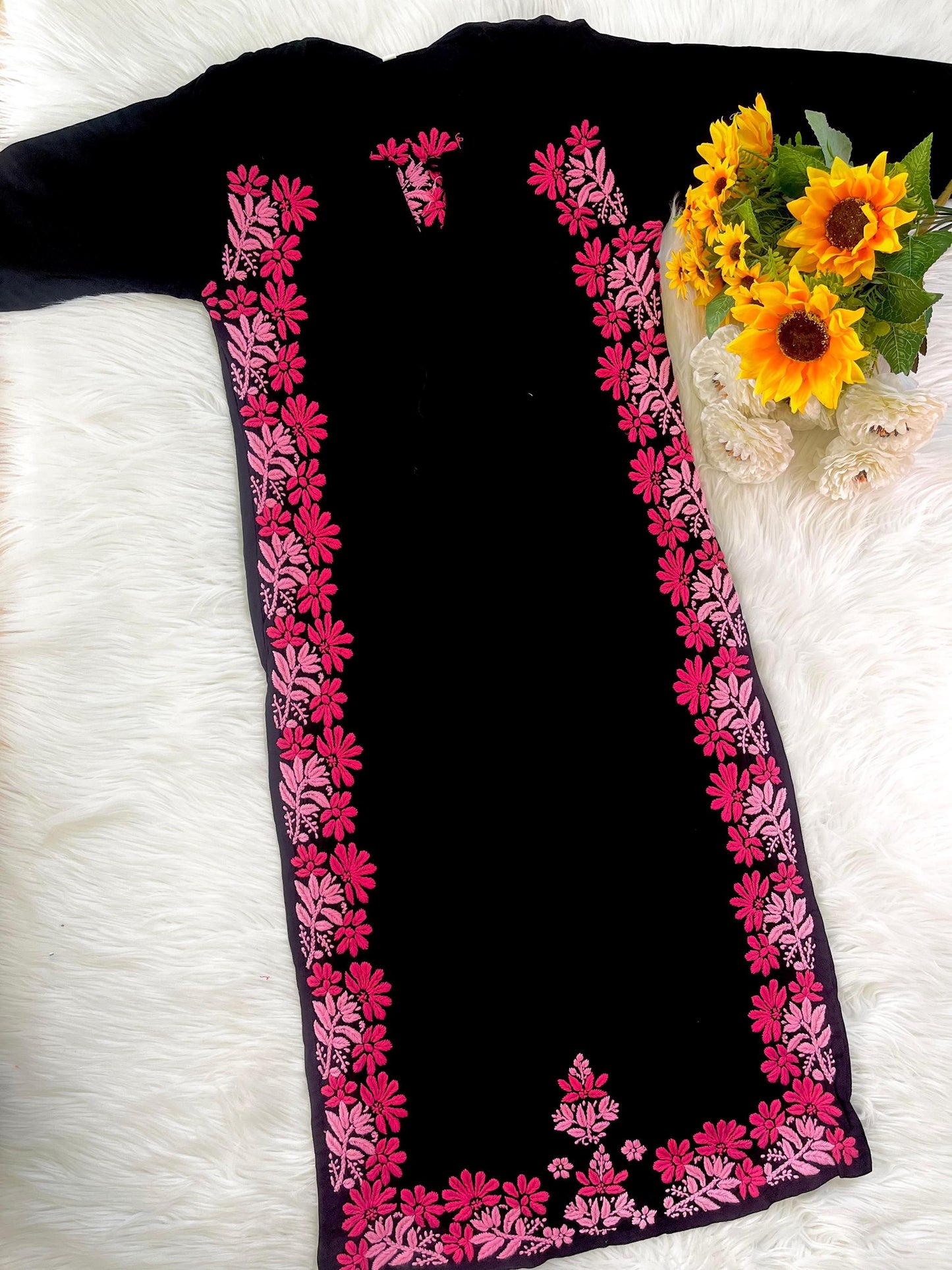 Handmade Lucknow Chikankari Kurti Indian Salwar Suit Top Traditional Embroidery  Premium Luxe Rayon 46 Inch Size 38-46
