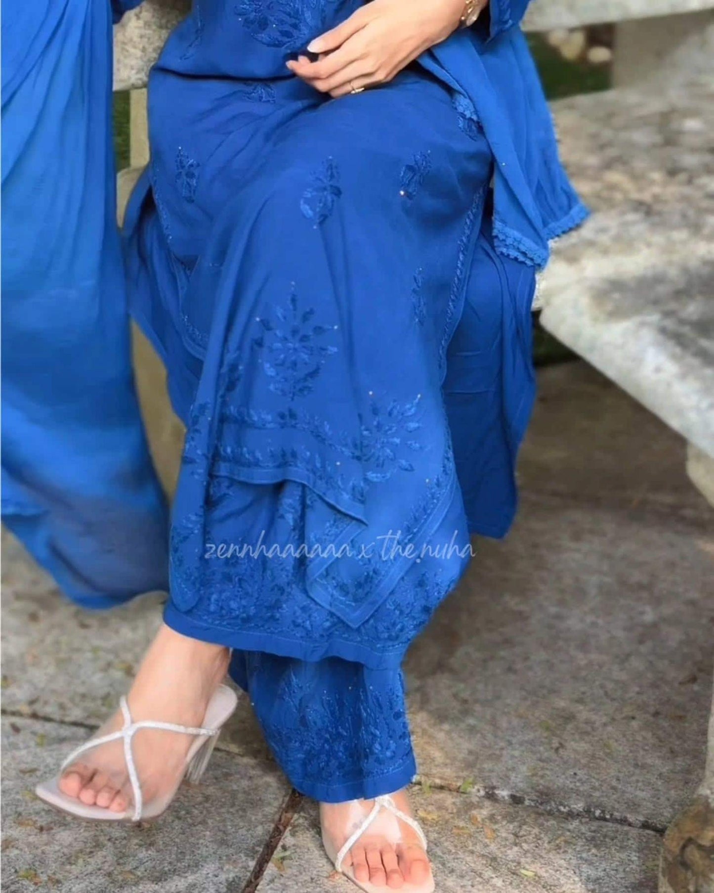 Blue Kurti Set Rayon 3 Piece Suit, Gota Patti Work, Festive Suit, Navratri Outfit, Eid Outfit, Diwali Dress Blue Ethnic From India