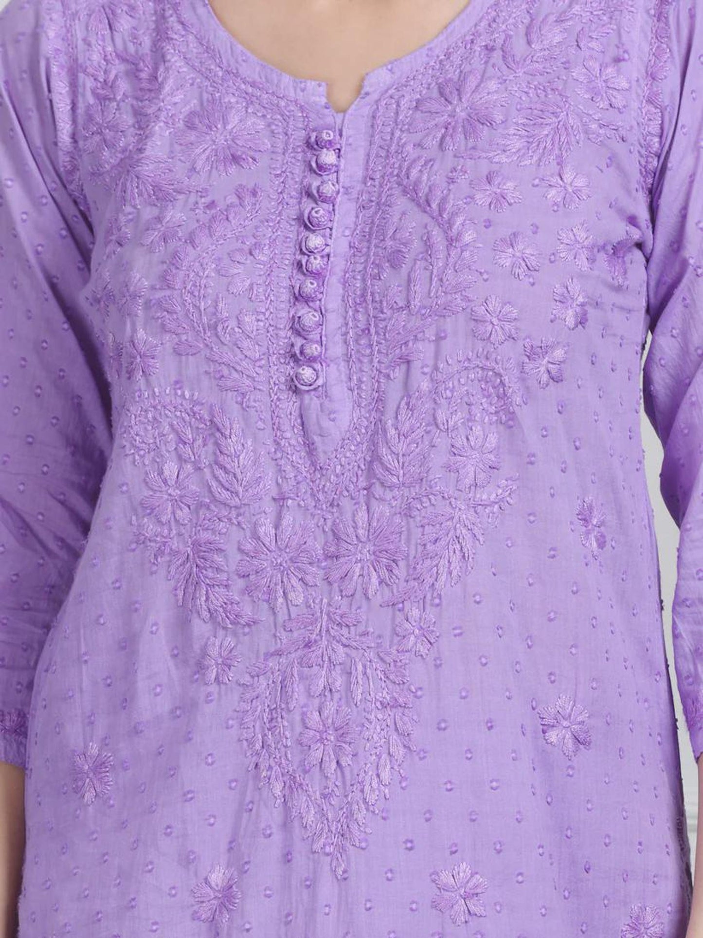 Lucknowi Chikan Set Dobby Cotton Kurta Kurti Pant Set, Summer Cotton Kurti Indian Salwar Suit, Festive Party Suit, Plus Size Ethnic Gift