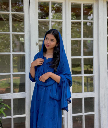 Blue Kurti Set Rayon 3 Piece Suit, Gota Patti Work, Festive Suit, Navratri Outfit, Eid Outfit, Diwali Dress Blue Ethnic From India