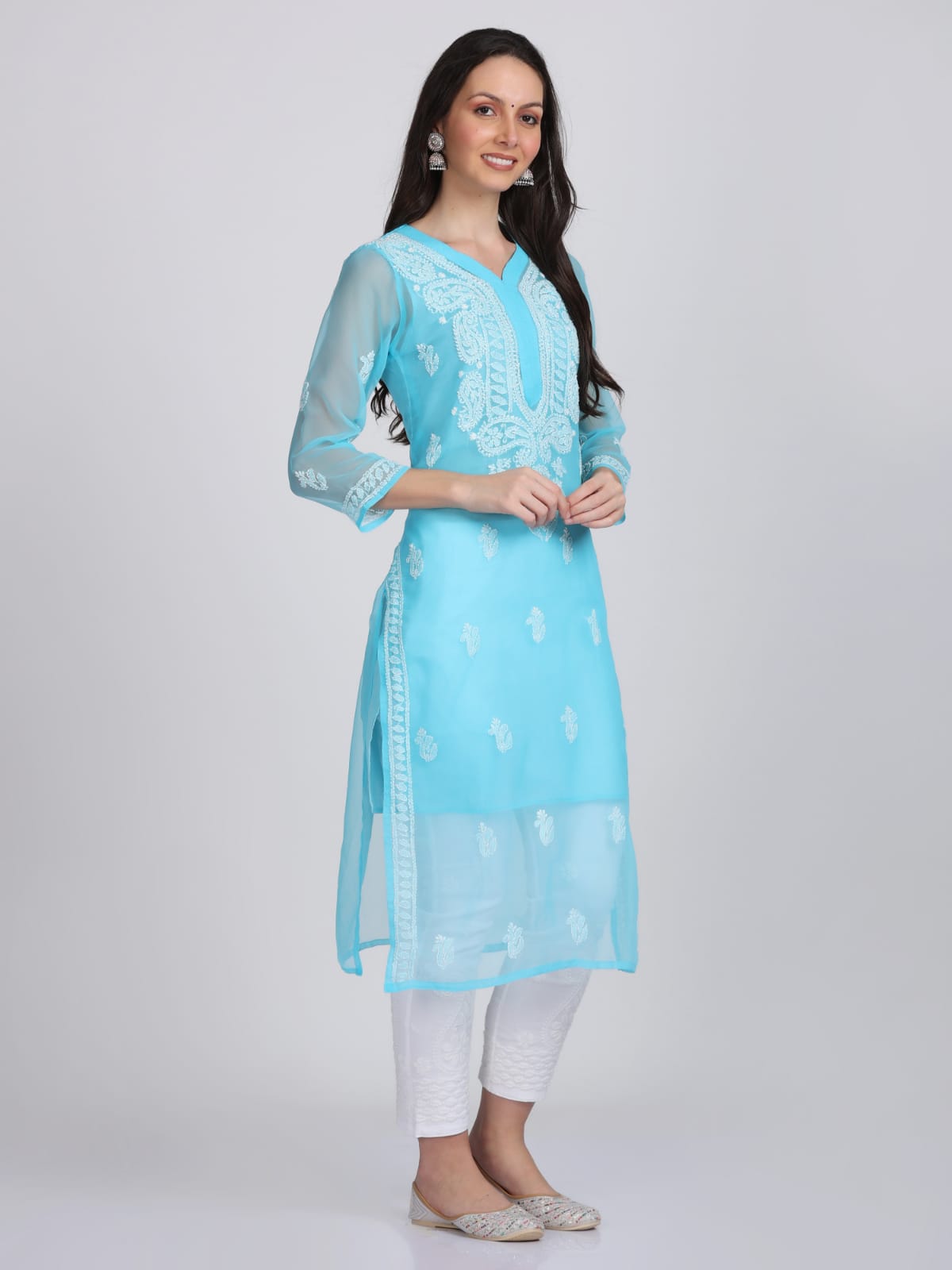 Plain Gala Booti Kurti Set – Grace in Every Detail 🌸 - Chikan Diaries