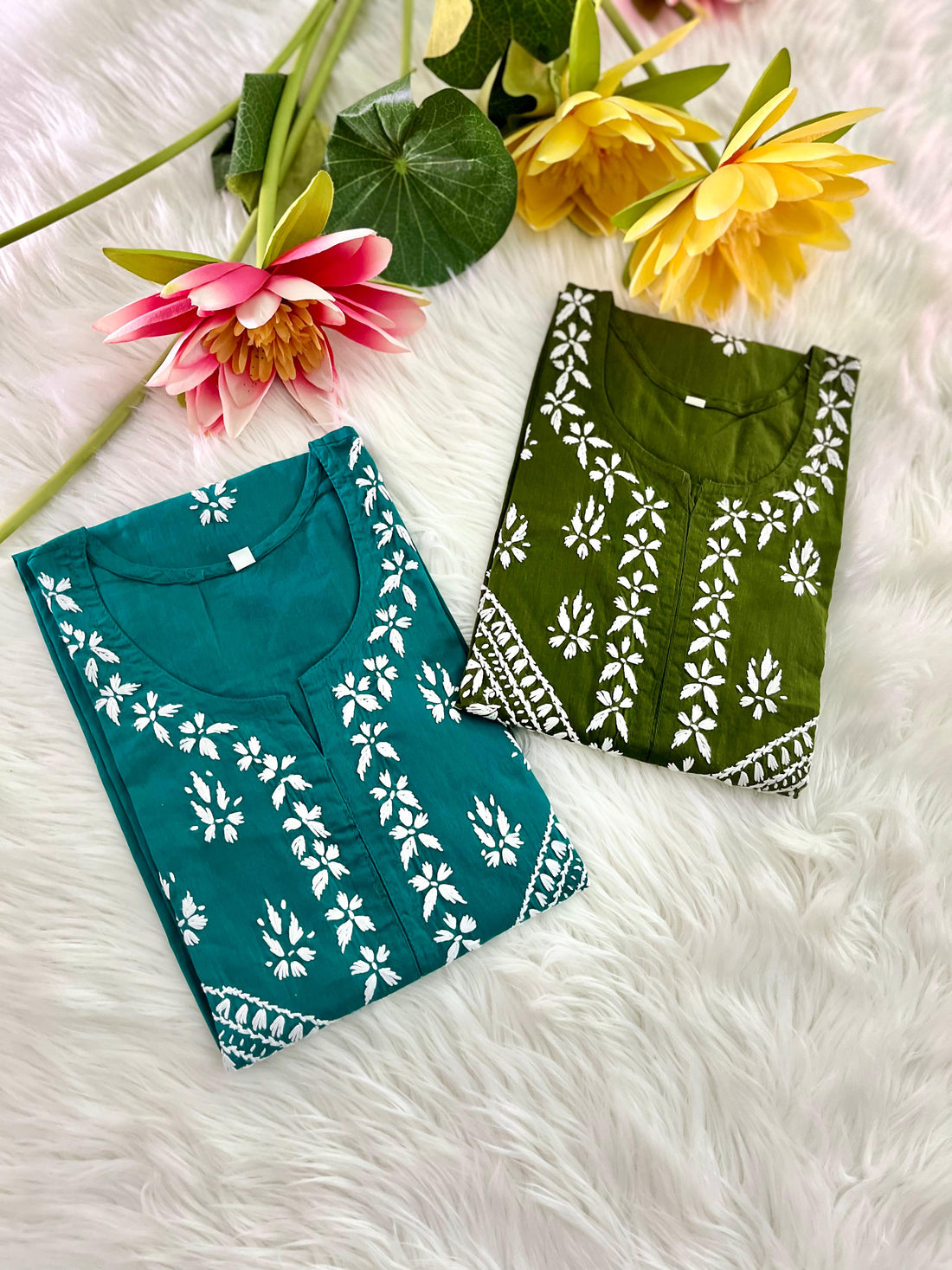 Double the Grace – Chikankari Cotton Kurtis Combo Offer - Chikan Diaries